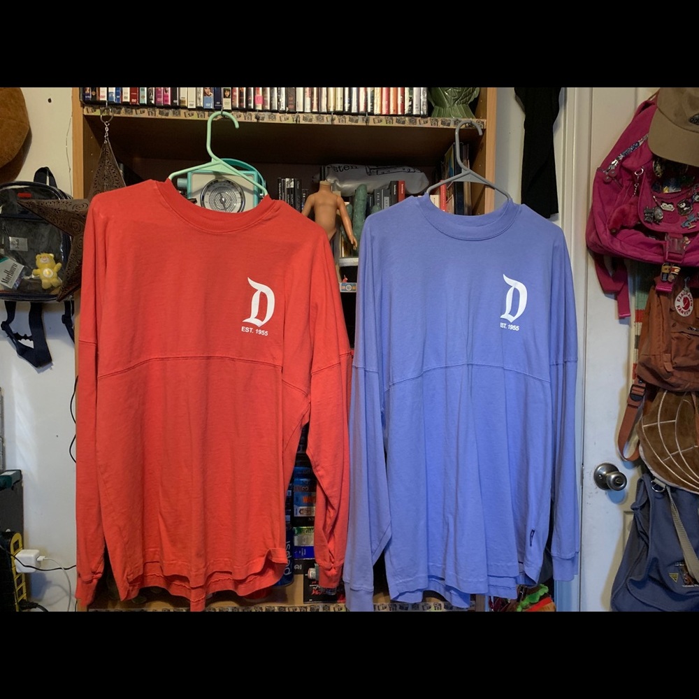 Red and blue Disney jersey fit tees long sleeve